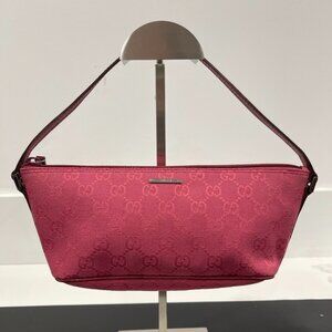 Gucci GG Canvas Pouch Bag Dark Pink/Raspberry (128556)